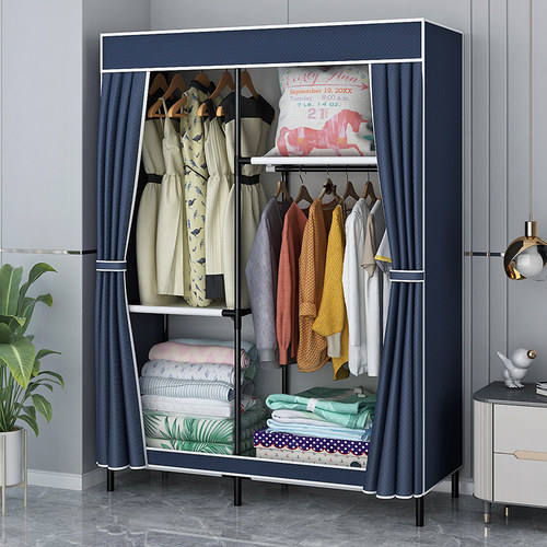 简易衣柜组装家用卧室钢管加粗加固单人布衣柜出租房用宿舍衣橱