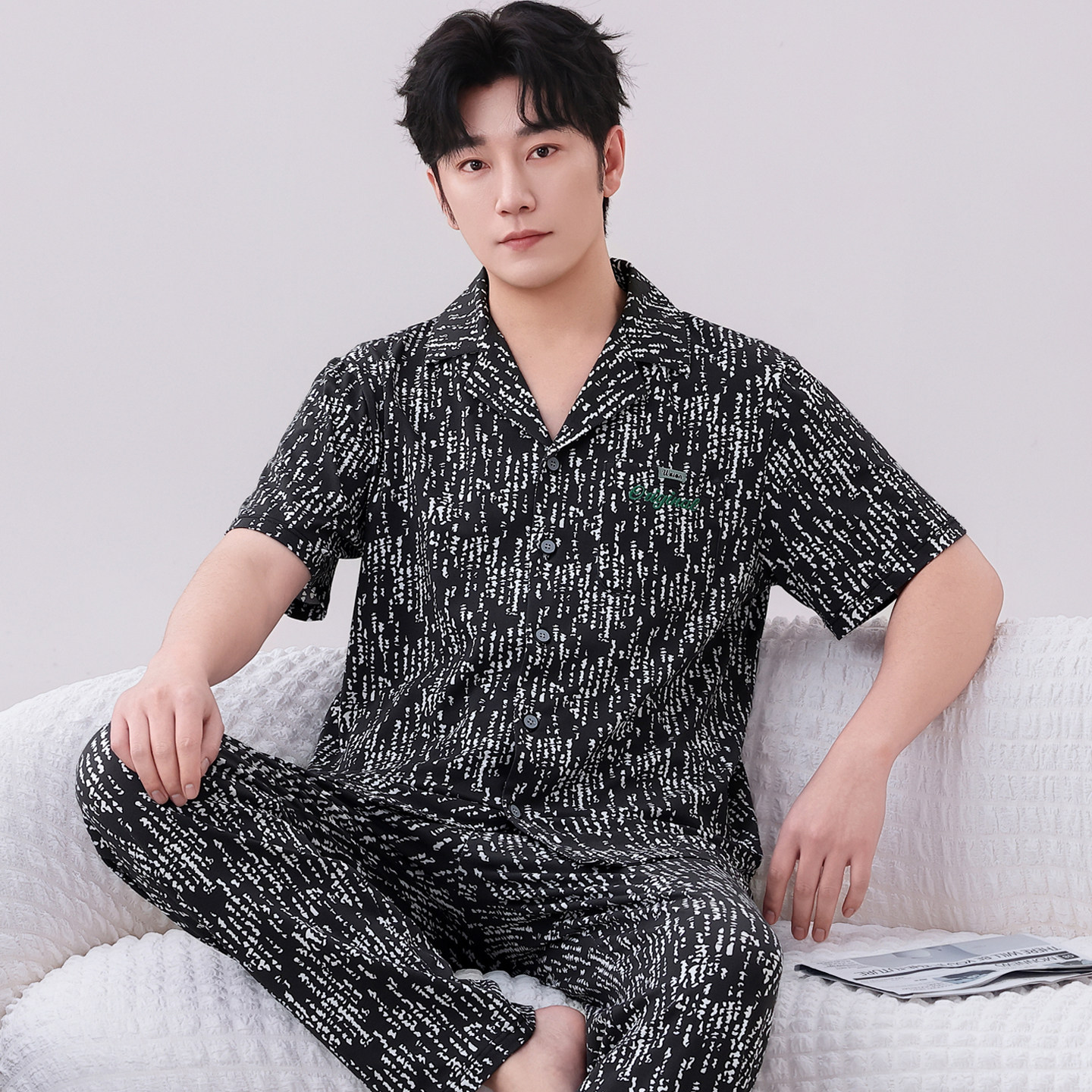 睡衣男士夏季纯棉短袖长裤2026新款夏天薄款大码可外穿家居服套装