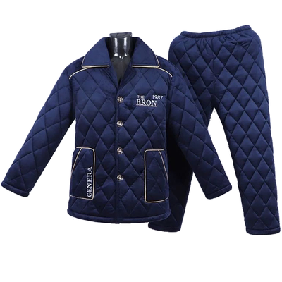 冬季男士三层夹棉加绒保暖家居服