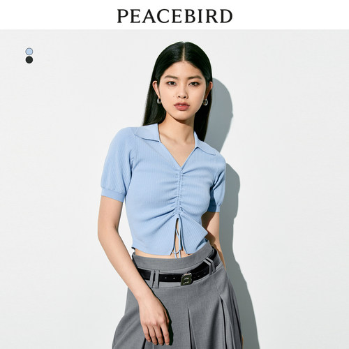 【商场同款】太平鸟2023年夏季新款抽绳翻领线套衫A1EED2567