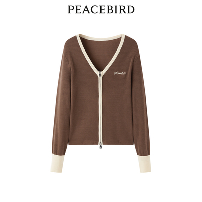 【商场同款】太平鸟女装2023秋季新款撞色打底线套衫A1EDD3318