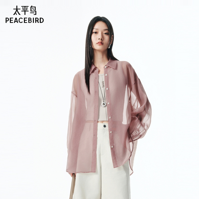 太平鸟女装秋季秋季欧根纱肌理感长袖衬衫女A1CAF3P11