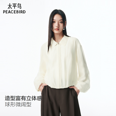 【商场同款】太平鸟25秋季新款光泽感长袖翻领衬衫上衣A1CAF3126