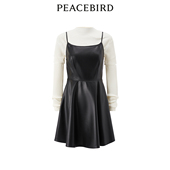 太平鸟女装 PU连衣裙A3FAE1249 套装 年春时尚 气质毛衫