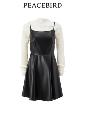 【商场同款】太平鸟女装24年春新款毛衫套装PU连衣裙A3FAE1249