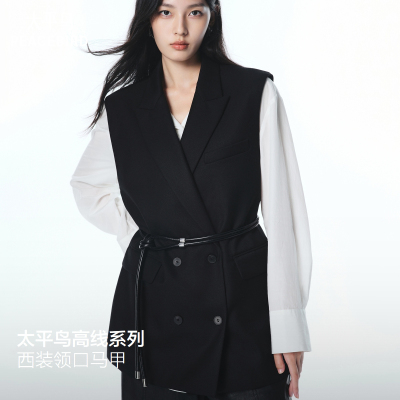 太平鸟无袖西装马甲正肩气质短款马夹女A1BGF3420