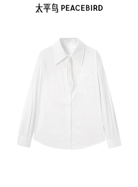太平鸟女装2025莫代尔混纺大翻领系带设计法式衬衫A1CAF1340