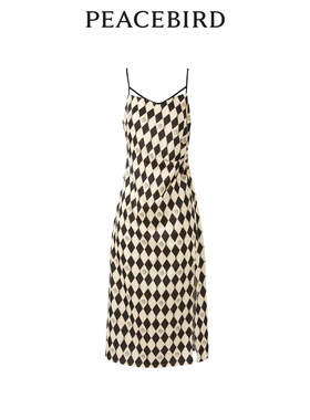 太平鸟女装秋季品质时尚格纹吊带裙中长款背心裙A1FAD3401