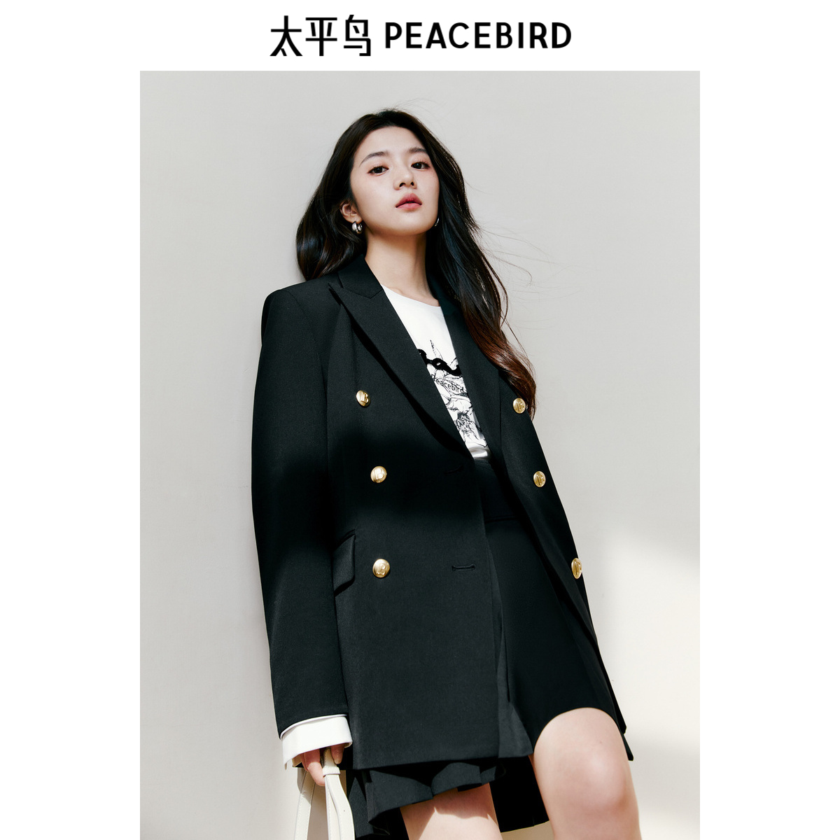 太平鸟法式气质西装外套女2025春季新款设计感精致定制通勤仿羊毛