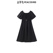 太平鸟女装 夏季 气质系带小黑裙休闲连衣裙A1FAE2531