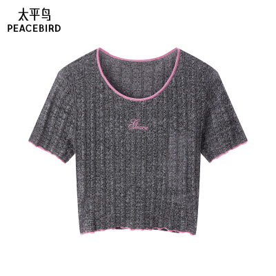 太平鸟女装夏季撞边线套衫A3EEE254386
