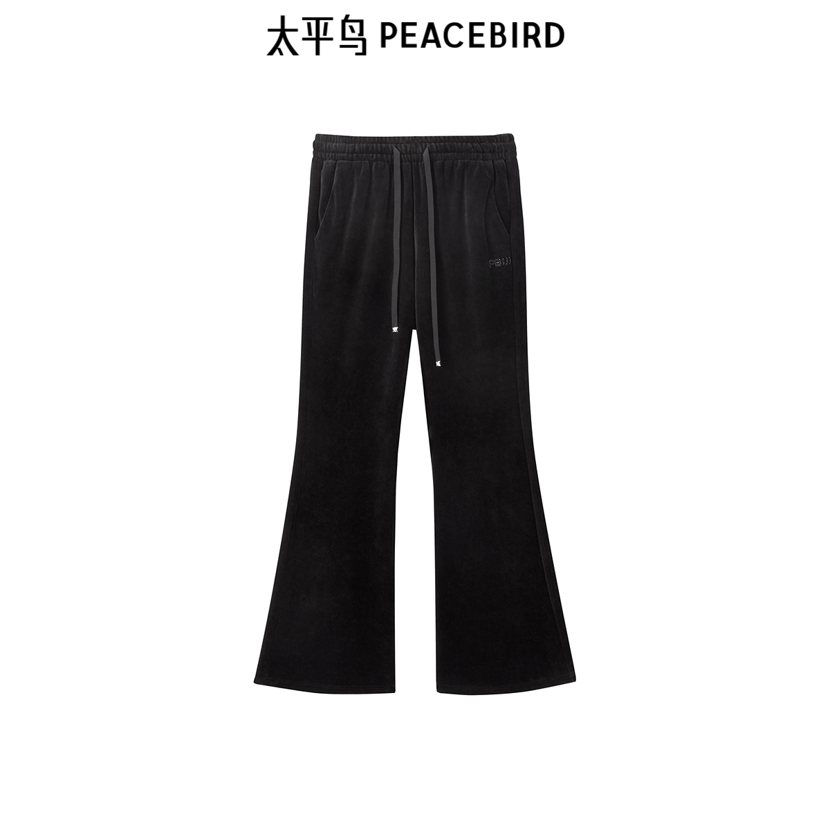 太平鸟女装年冬季新款品质丝绒微喇裤A1GBE4616