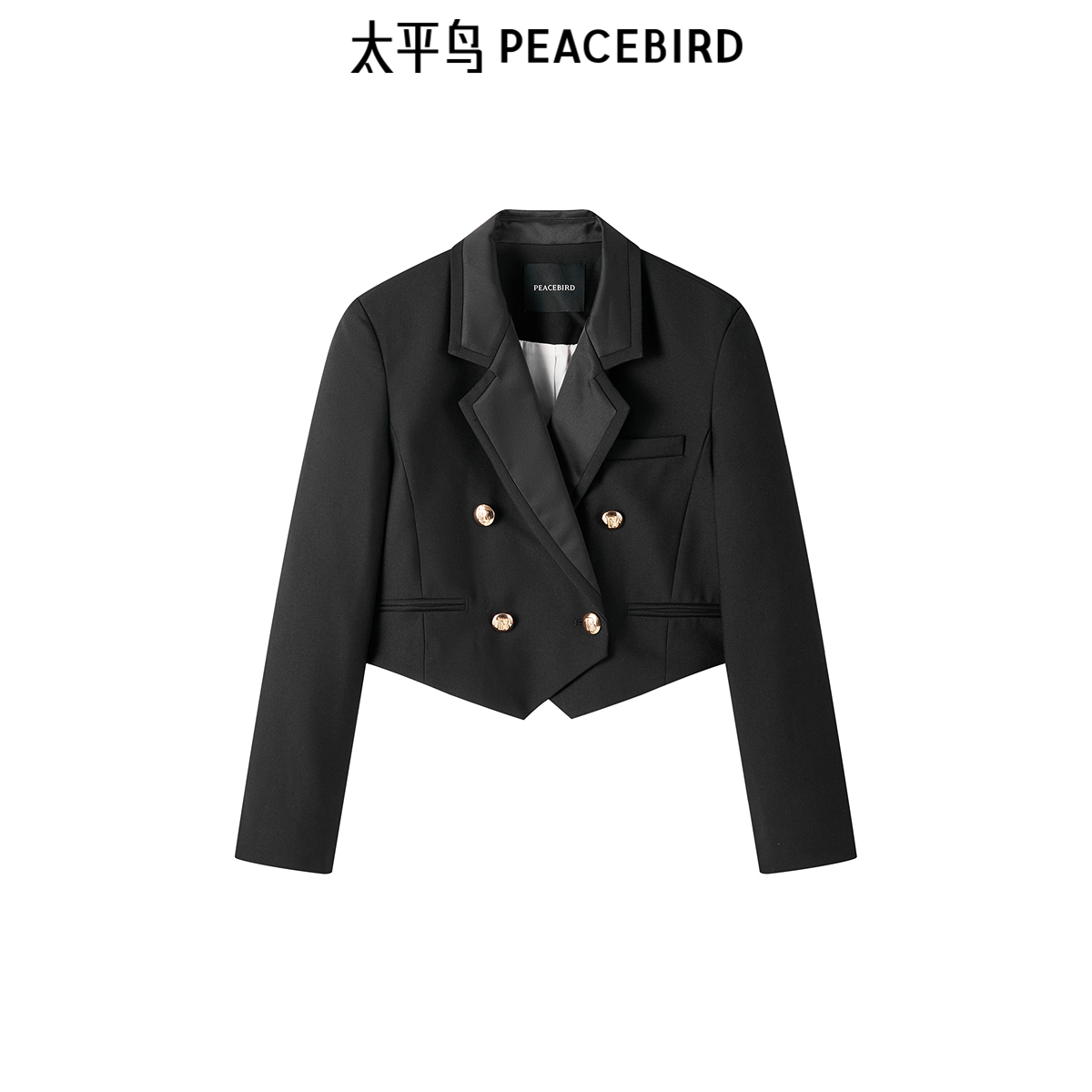 太平鸟春夏休闲高级气质品质短款双排扣西装
