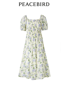 太平鸟女装夏季花卉纹样连衣裙A1FAD2G05