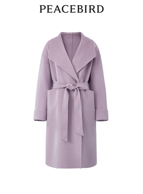 太平鸟女装冬季通勤落肩袖翻领双面呢大衣A1AAD4579