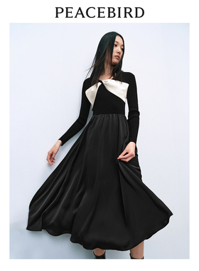 太平鸟女装年春氛围感蝴蝶结高腰连衣裙A1FAE1248