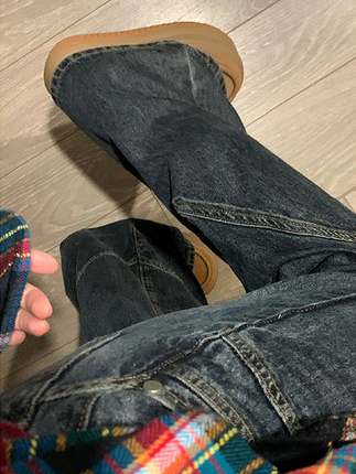 美式复古高街微喇叭牛仔裤女秋冬加绒设计感小众高腰直筒阔腿裤子