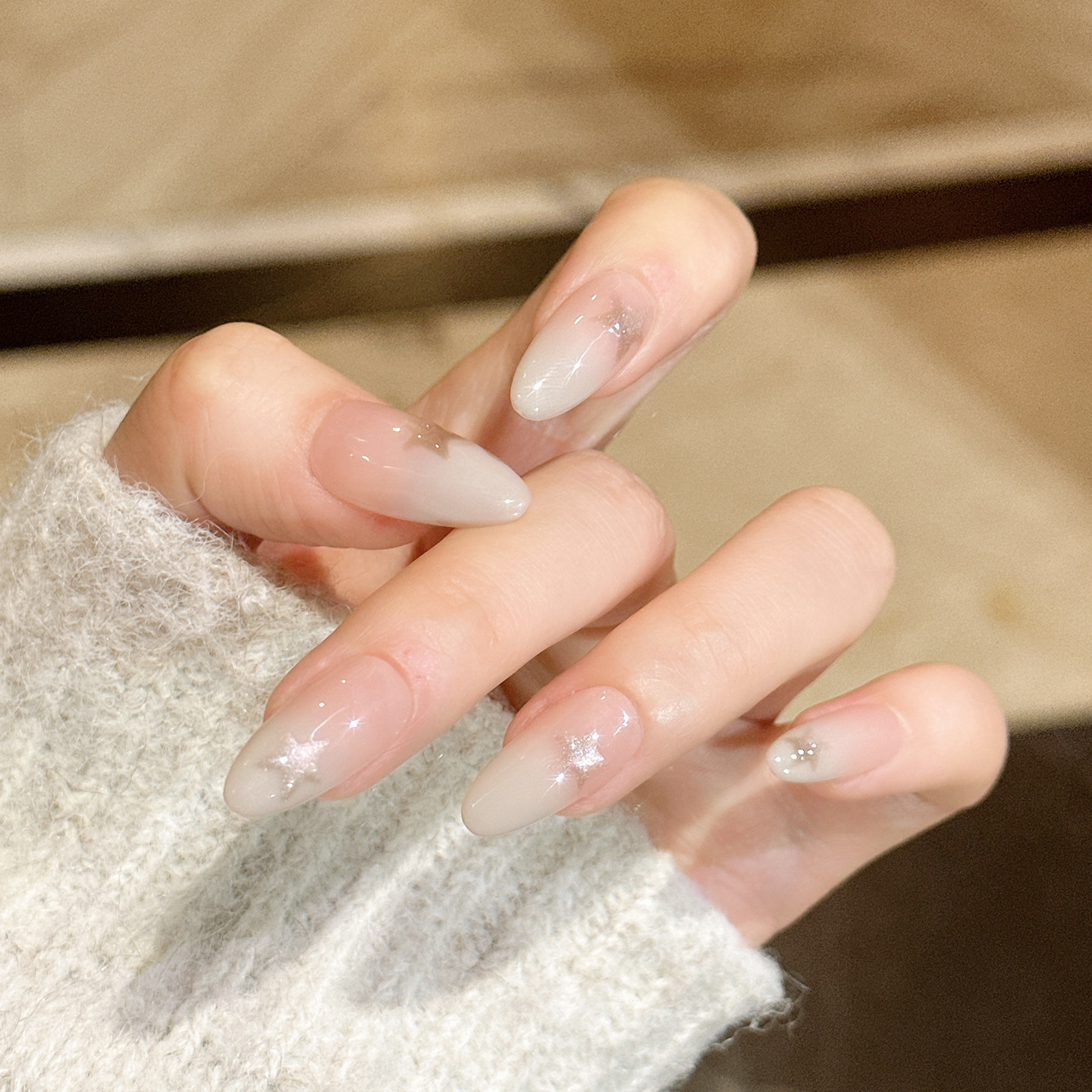 2026新年温柔氛围感裸色显白星星纯手工穿戴甲百搭学生孕妇美甲贴,彩妆/香水/美妆工具,穿戴甲/甲片,淘宝优惠券,粉丝福利购,淘宝优惠卷