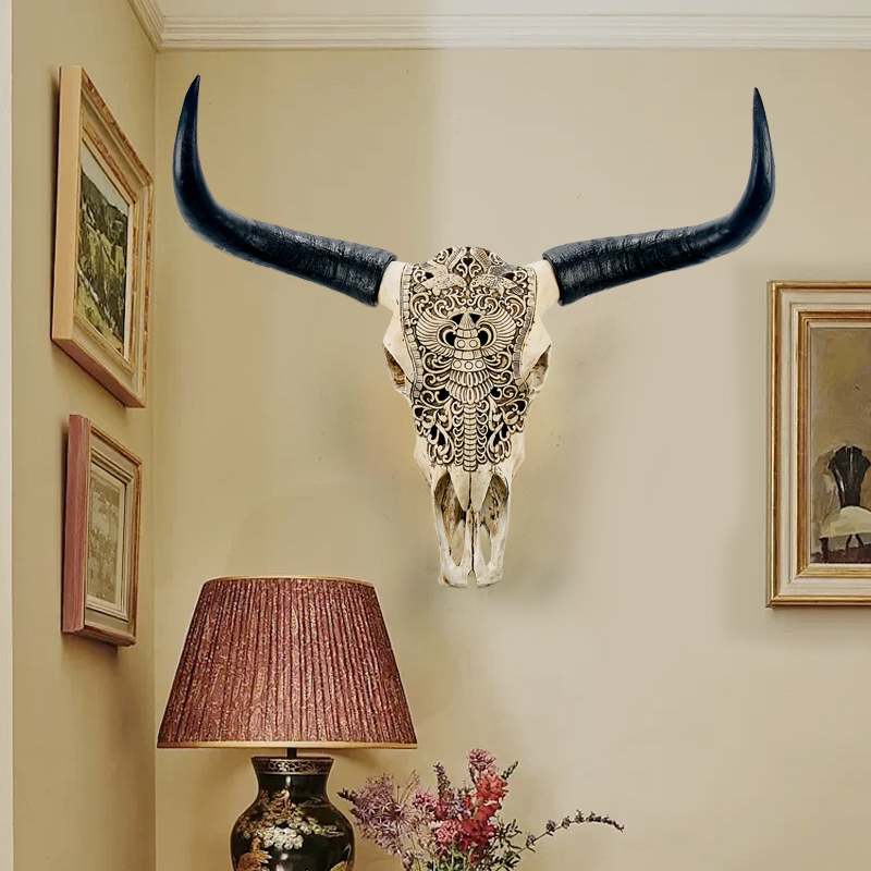 復古牛頭壁掛仿真立體客廳裝飾