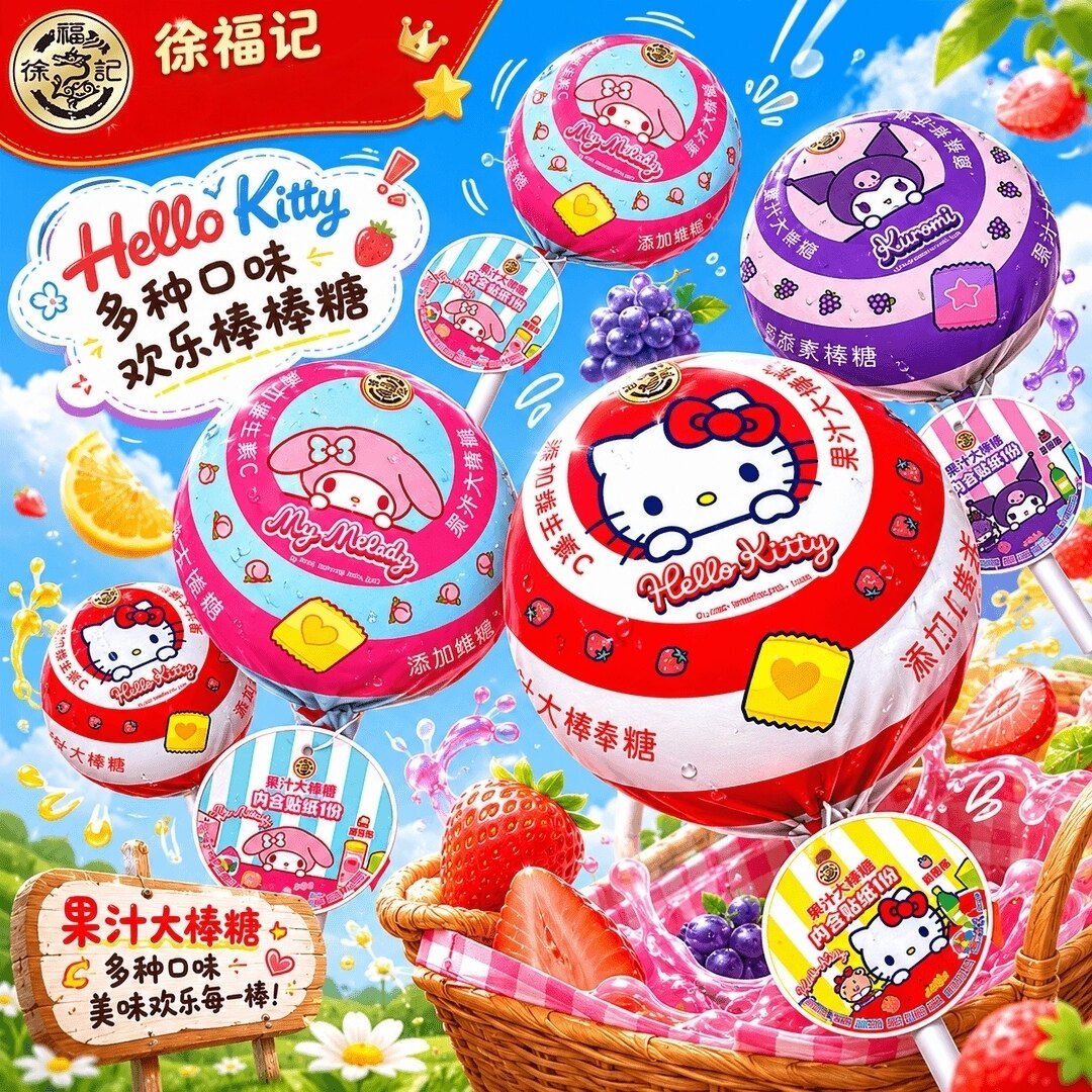 徐福记三丽鸥六一儿童节礼物大棒棒糖76g混合味送孩子送朋友送礼