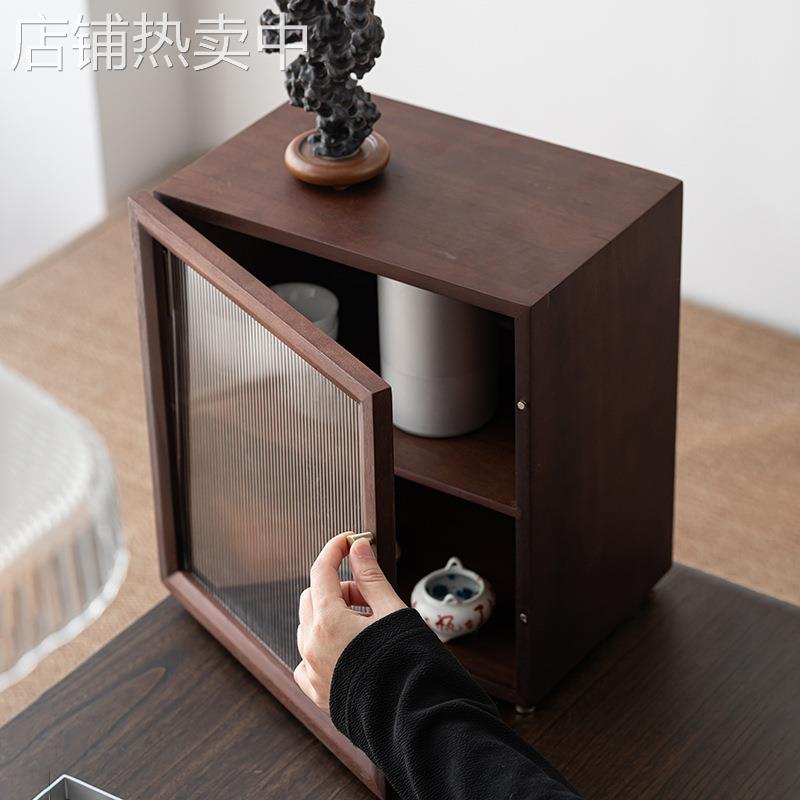 胡桃木储物柜客厅茶桌桌面餐边柜置物柜茶具收纳柜子木质桌上台面