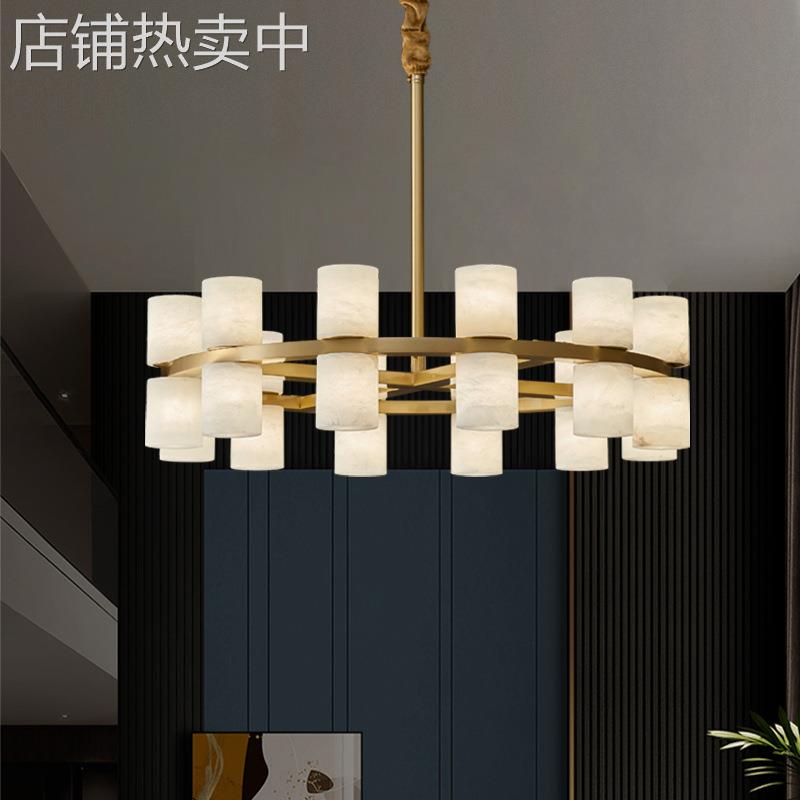 中式客厅吊灯餐厅卧室书房现代别墅设计师吧台全铜云石出口外贸灯