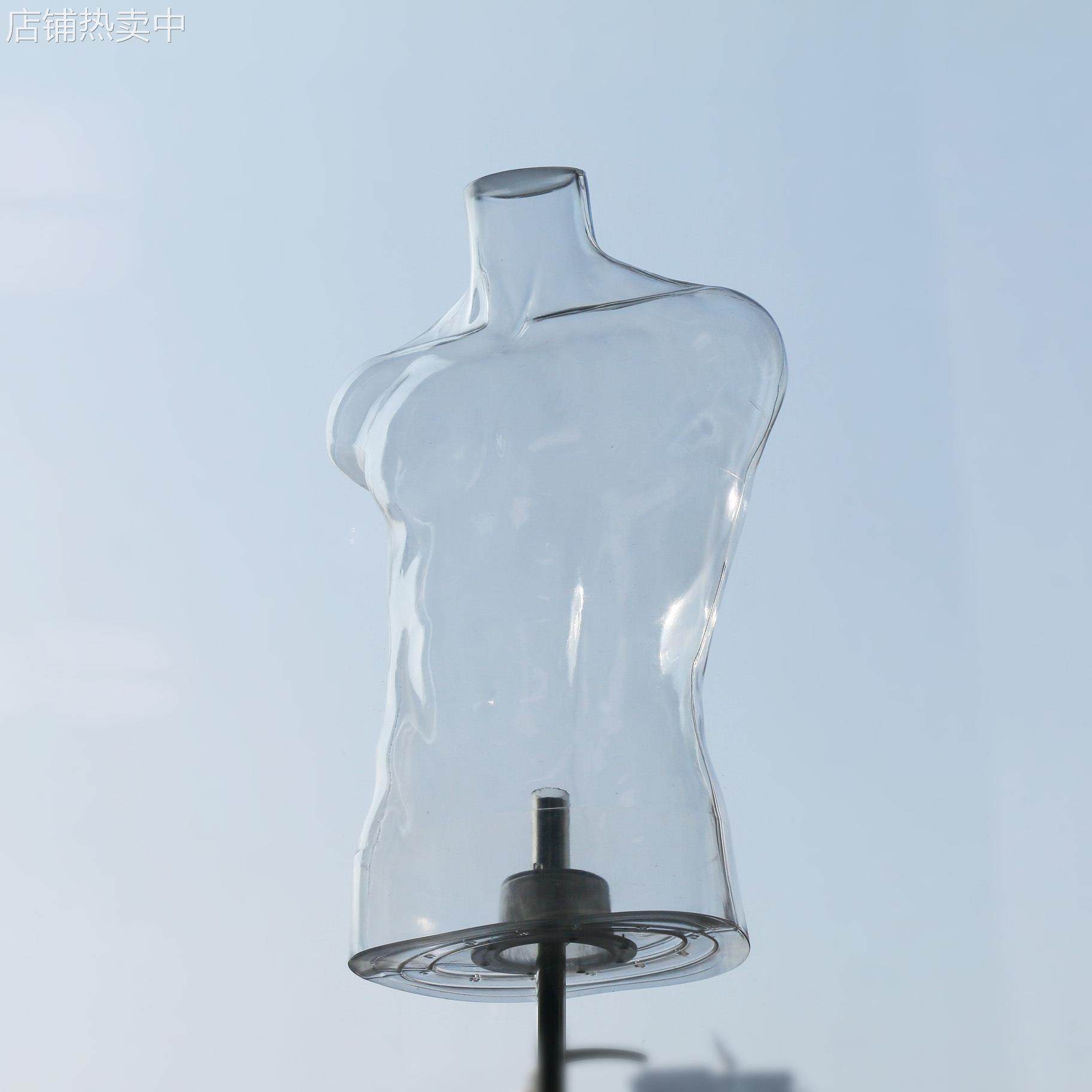 透明男模特上半身无头男模特道具假人男模特架拍照3D镂空立体人台