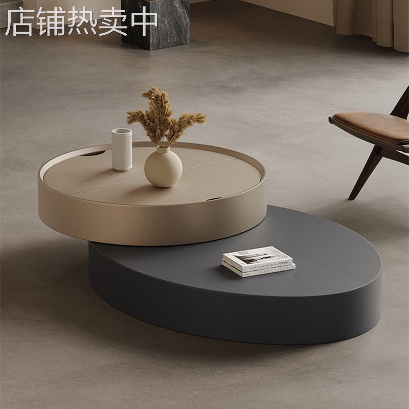 意式轻奢圆形可旋转茶几现代简约客厅家用大小户型设计师网红茶桌