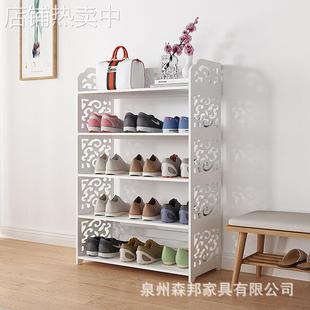 欧式镂空雕花鞋架浴室房门口鞋柜北屿简易组装多层置物架简约