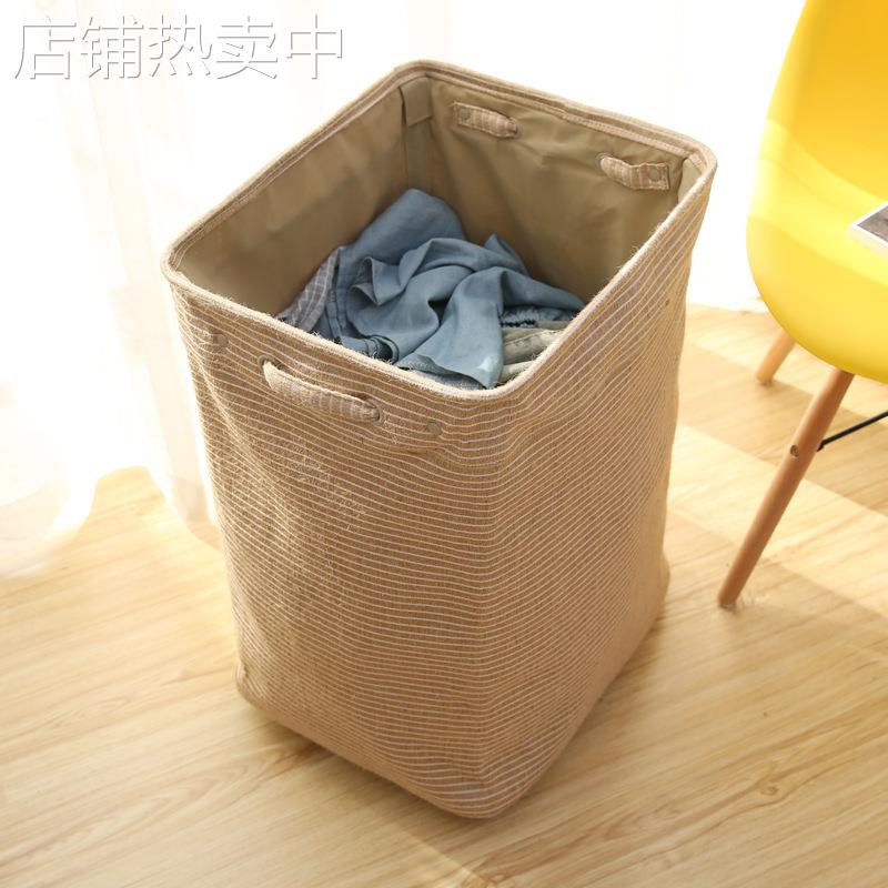 厂家直供家用滑轮收纳桶脏衣桶置物桶条纹可折叠多用收纳筐