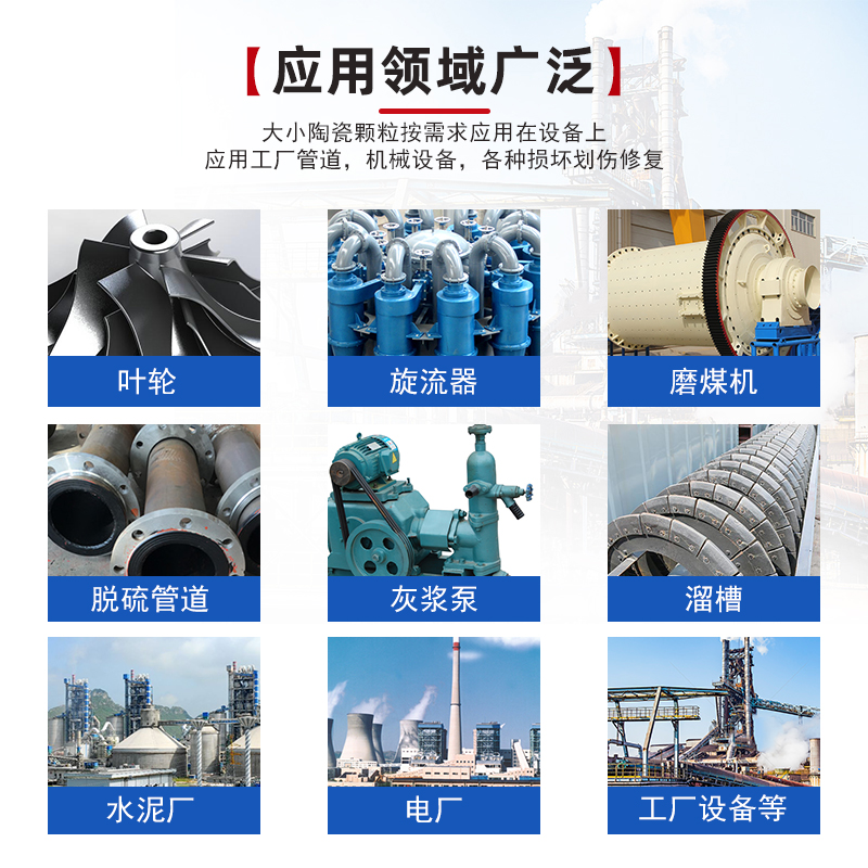 耐磨涂层L-226大小陶瓷颗粒胶L-228耐高温耐磨防腐蚀磨煤机渣浆泵