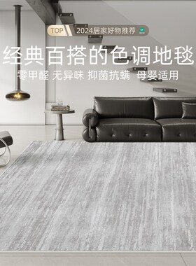 地毯客厅2024新款轻奢高级家用灰色沙发茶几卧室床V边地垫可擦免
