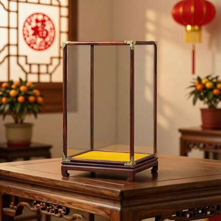 红木玻璃罩佛像古董文玩奇石玉石紫砂壶酒瓶透明防尘罩展示盒定制