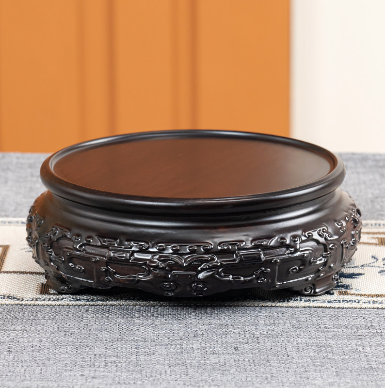 红木圆形整料底座实木花瓶酒瓶古董文玩花盆景陶瓷紫砂壶香炉托架