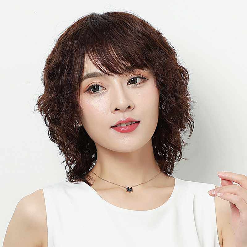 新假发女长发卷发中老年妈妈假发套蓬松羊毛卷全头套真人发丝中长