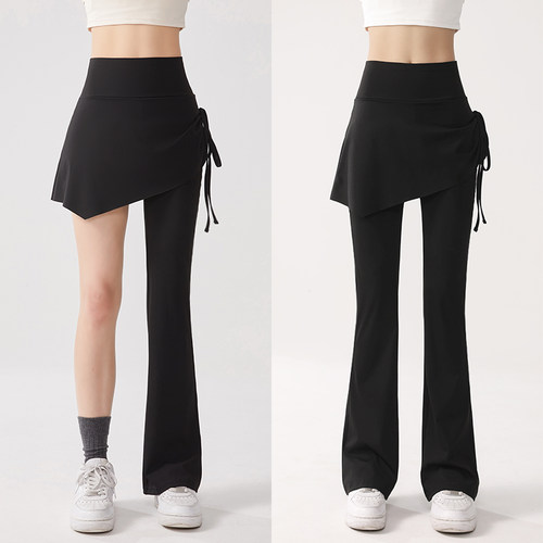 假两件微喇叭鲨鱼裤秋季瑜伽打底