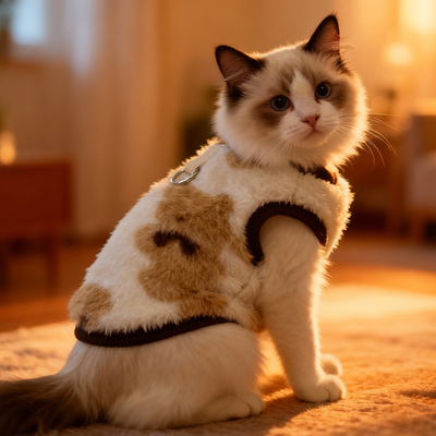 猫咪衣服秋冬可牵引防掉毛加绒保暖布偶银渐层猫蓝猫英短可爱绒衣