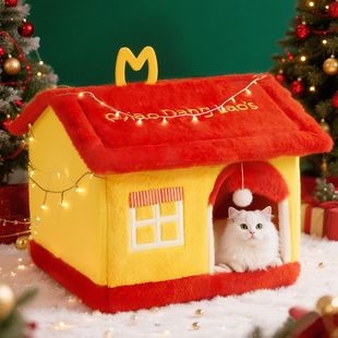 圣诞猫窝冬季 新年保暖封闭窝可拆洗猫窝狗窝猫床猫屋幼猫窝垫