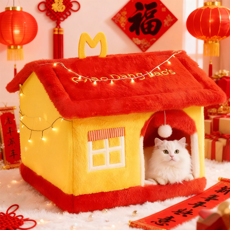 圣诞猫窝冬季新年保暖封闭窝可拆洗猫窝狗窝猫床猫屋幼猫窝垫,宠物/宠物食品及用品,猫窝/屋/帐篷/沙发,淘宝优惠券,粉丝福利购,淘宝优惠卷