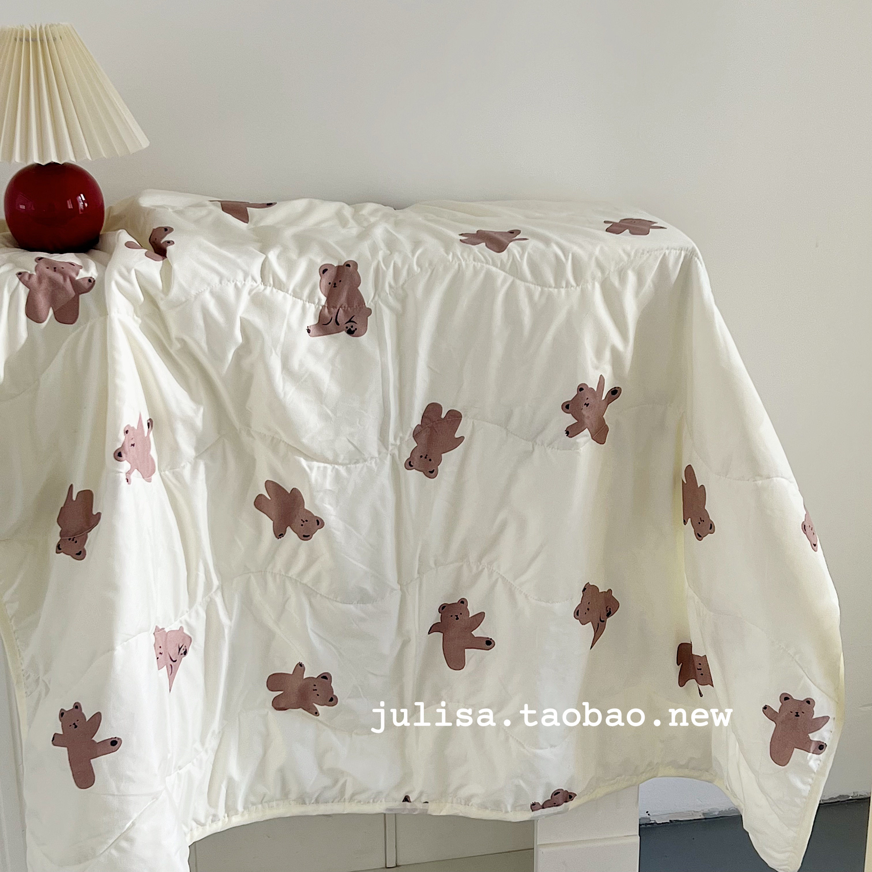 原创有版权~软fufu定制奶油色小熊夏凉被学生宿舍空调被小毯子,床上用品,化纤被,淘宝优惠券,粉丝福利购,淘宝优惠卷