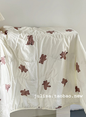 原创有版权~软fufu定制奶油色小熊夏凉被学生宿舍空调被小毯子