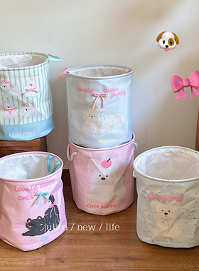 5款原创Puppy Park蝴蝶结小狗大容量脏衣篮多功能玩偶娃娃收纳框