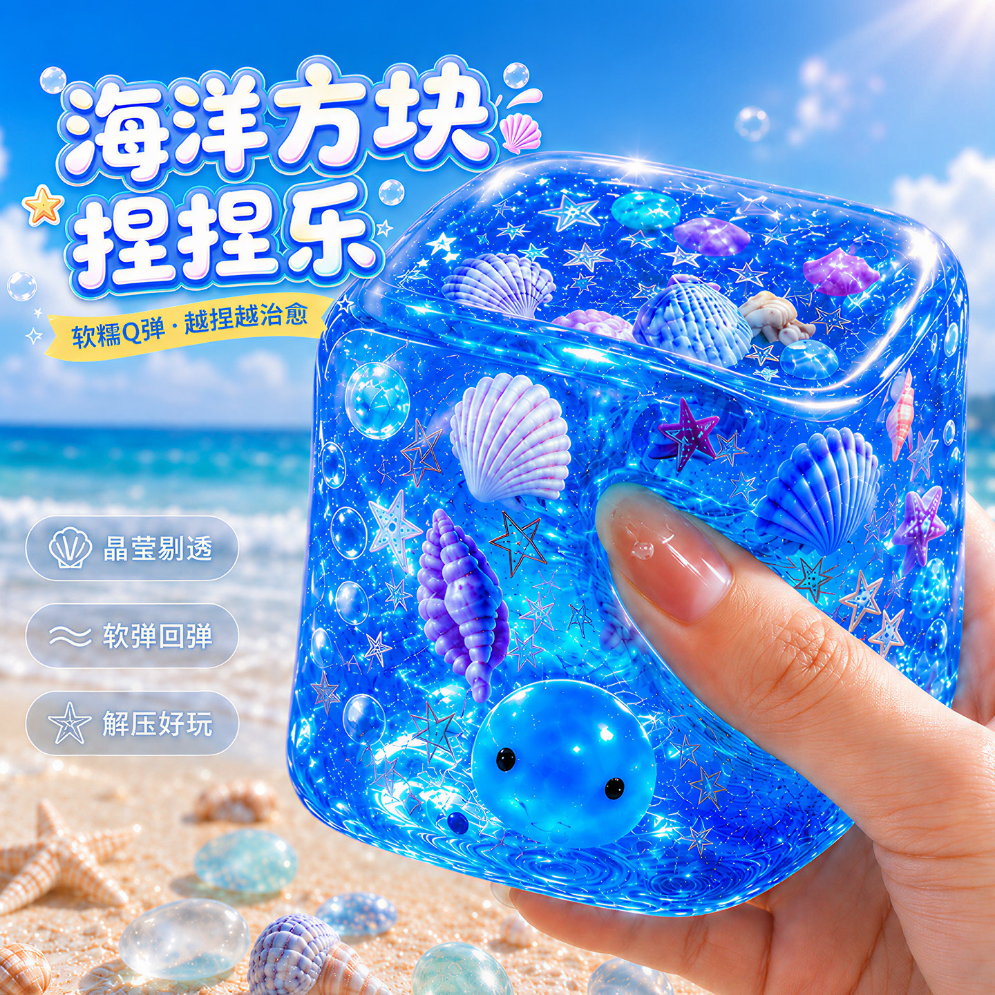 解压捏捏乐玩具儿童海洋贝壳玩具