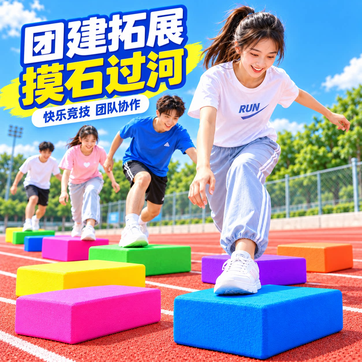 摸石头过河砖趣味运动会团建拓展活动游戏道具儿童感统训练砖器材