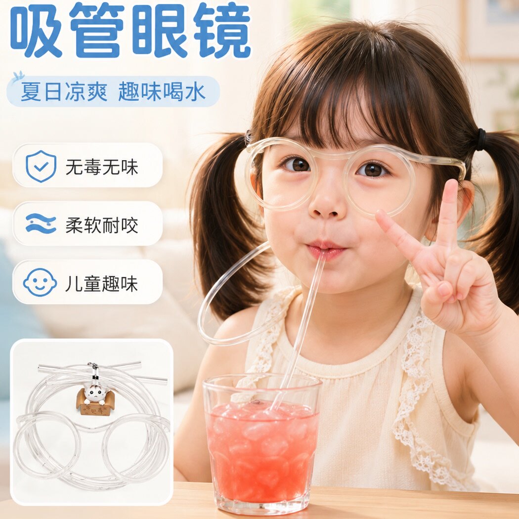 眼境吸管食品级儿童喝水饮料吸管成人搞怪懒人喝水创意个性可爱