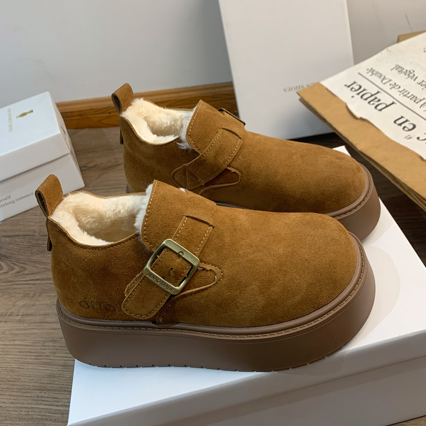 厚底加绒勃肯鞋女冬爆款棉鞋