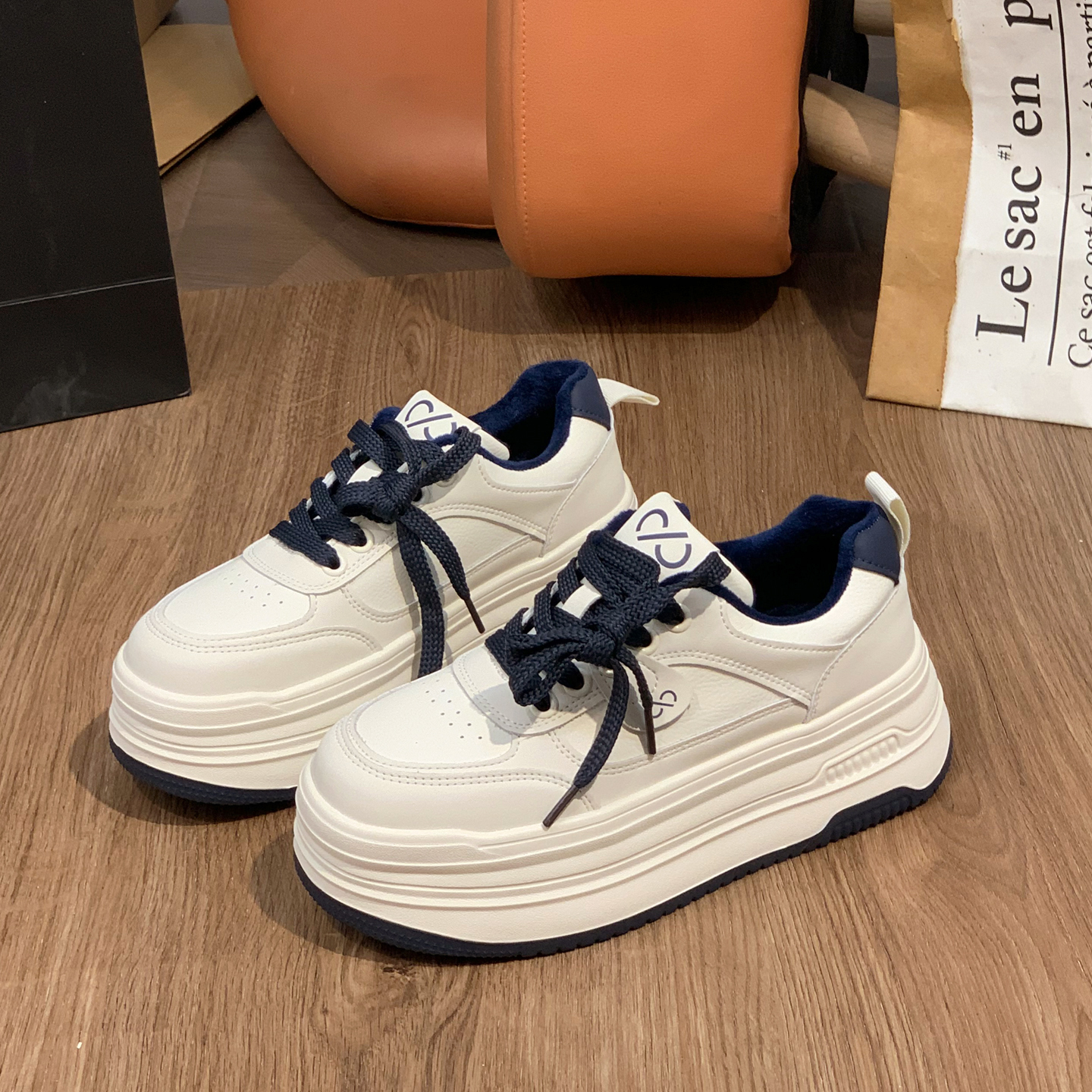 真皮超轻厚底小白鞋女运动板鞋