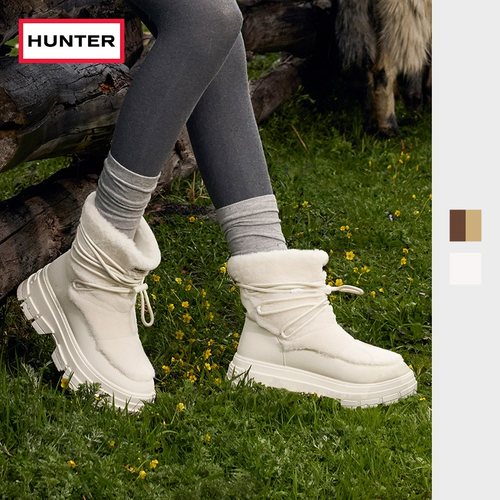 hunter毛绒中筒雪地靴保暖防滑