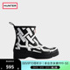 HUNTER雨鞋 矮筒靴女 露营户外酷玩H印花裂变雨靴厚底防水防滑水鞋