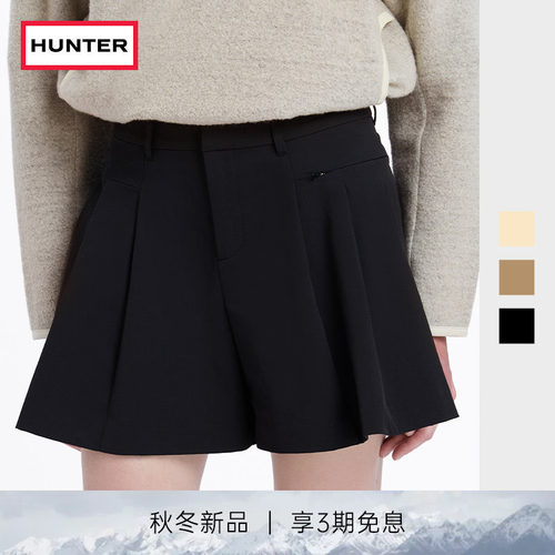 HUNTER早秋百褶高腰户外短裤女